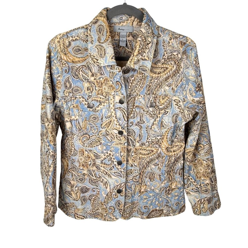 Women's Paisley Jacket Button-Front Casual Size L